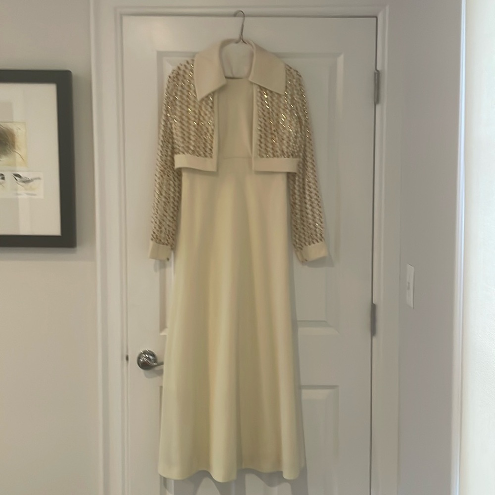 Walton pierce vintages 1950 yellow floral dress with sequins jacket size medium